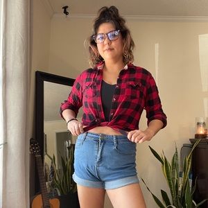 Junior’s Passport Red Flannel Long Sleeve Shirt